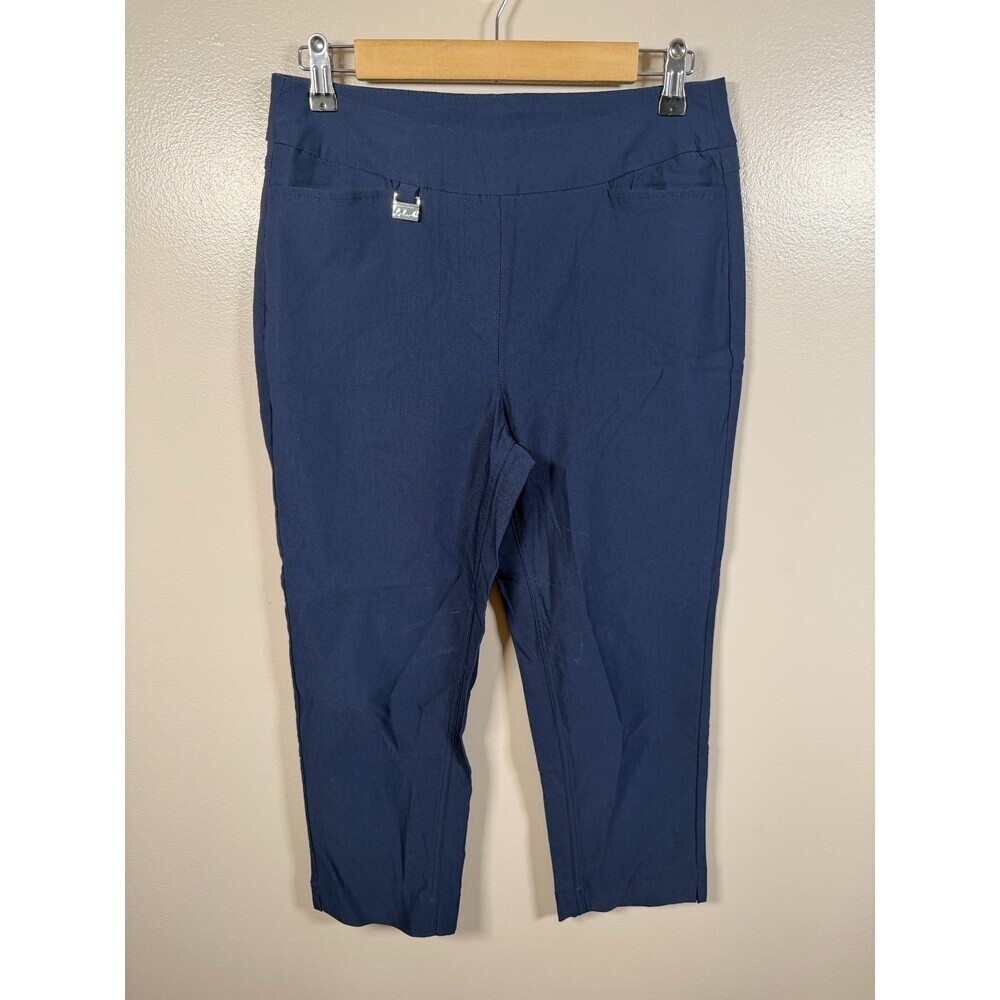 LuLu B Pull On Contemporary Capri Pants Size 10 Navy Blue Work Travel Comfy
